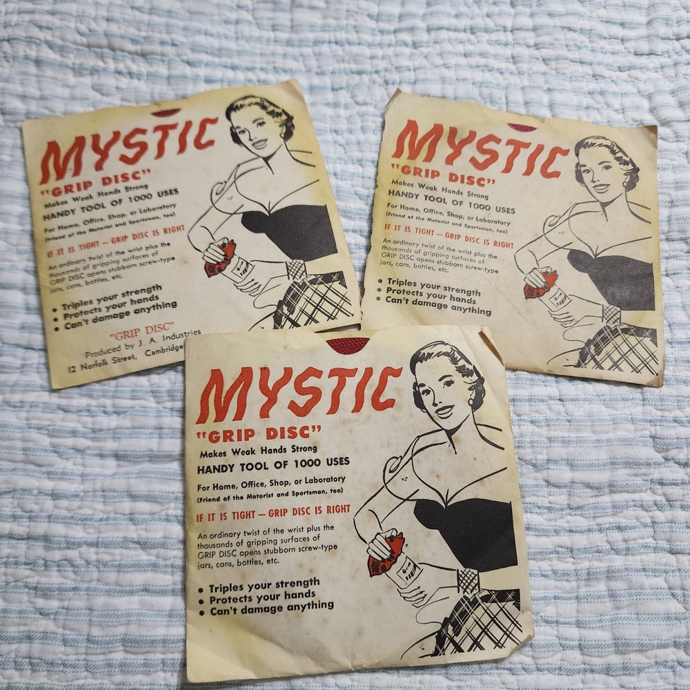 Vintage Mystic‎ Grip Disc Jar Opener Set 3 Home Savings Mobile Alabama 1950s Red
